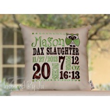 Owl - Birth Announcement Pillow